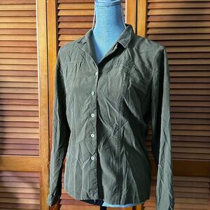90s Vintage Liz Claiborne Olive Green Silk Button Down Shirt
